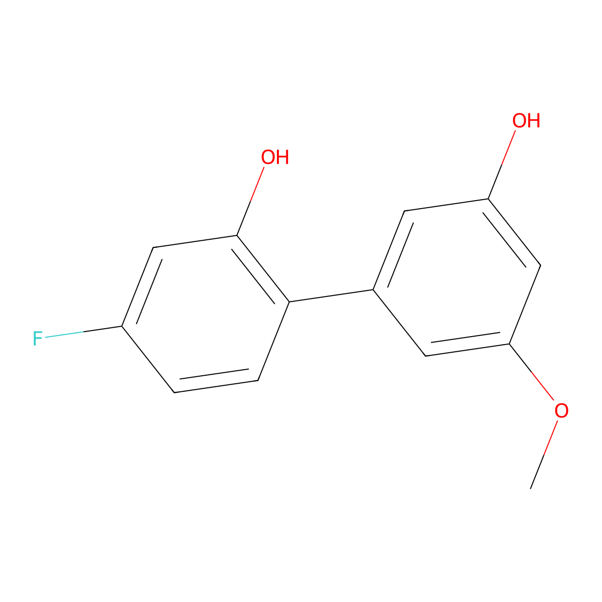 4-Fluoro-5'-methoxy[1,1'-biphenyl]-2,3'-diol molecular structure, CAS 1261930-81-7