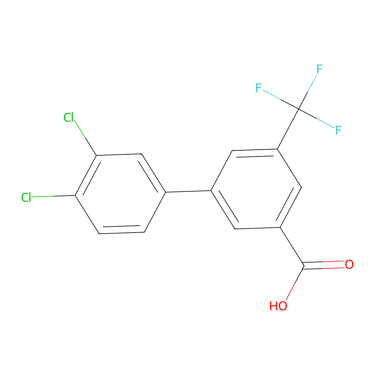 3-(3,4-Dichlorophenyl)-5-trifluoromethylbenzoic acid molecular structure, CAS 1261930-84-0