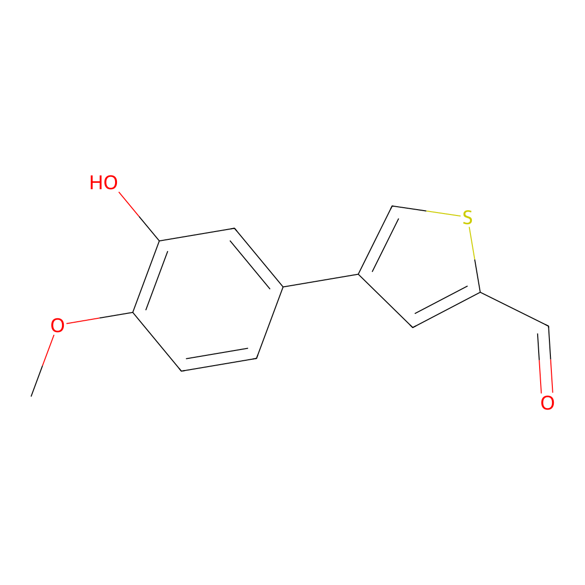 4-(3-Hydroxy-4-methoxyphenyl)thiophene-2-carbaldehyde molecular structure, CAS 1261930-86-2