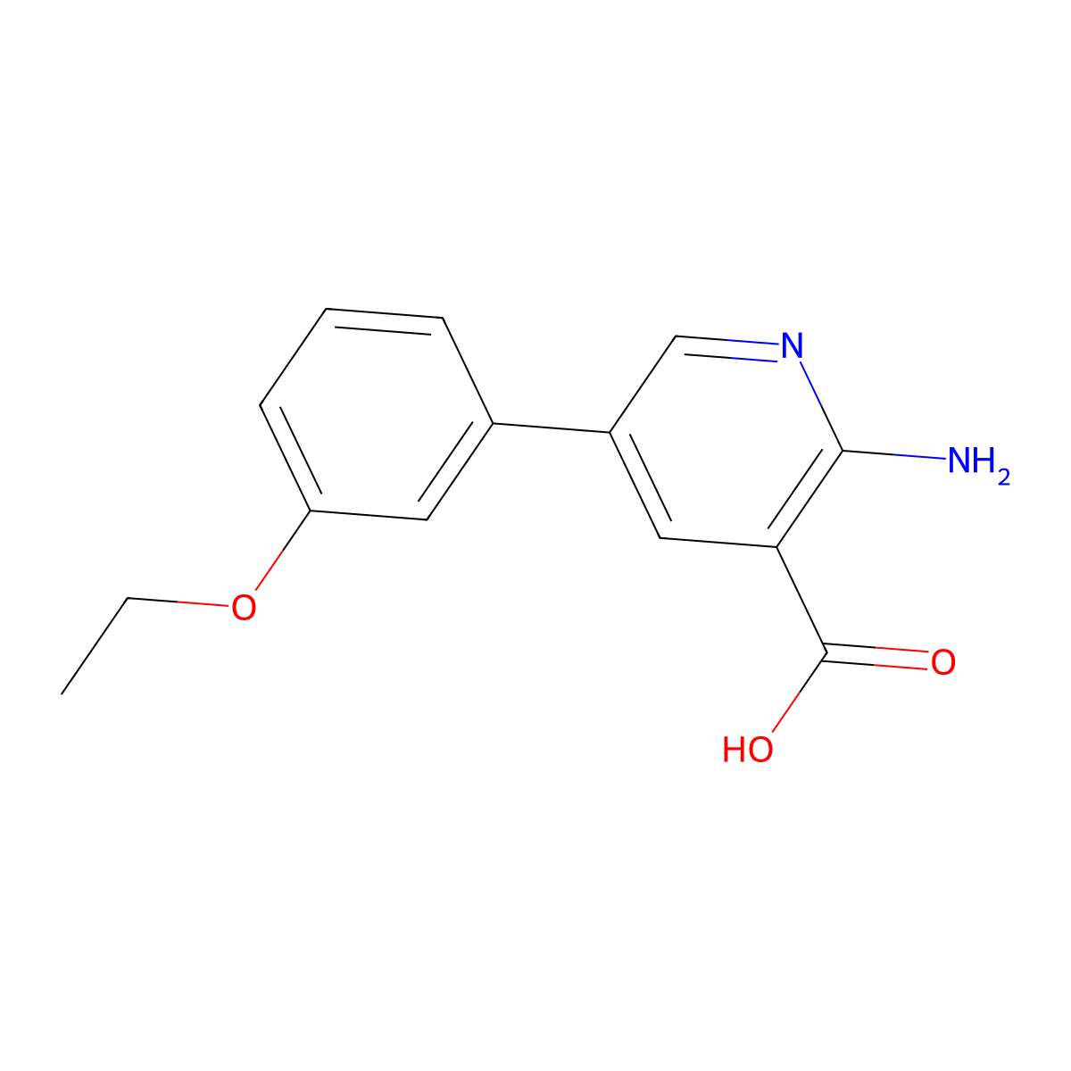 2-Amino-5-(3-ethoxyphenyl)pyridine-3-carboxylic acid molecular structure, CAS 1261931-07-0