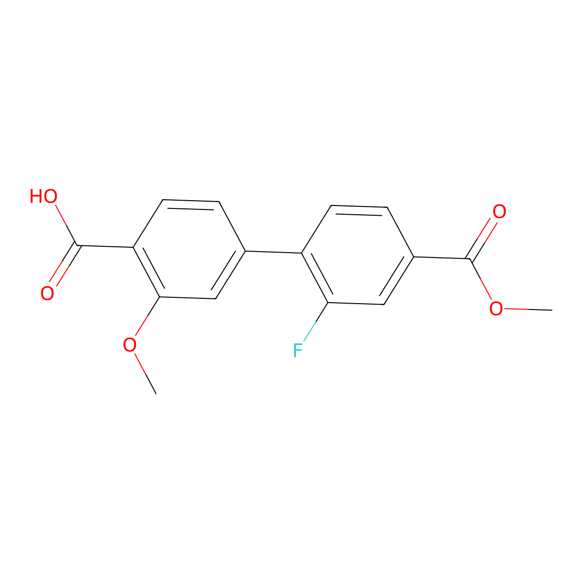 4-(2-Fluoro-4-methoxycarbonylphenyl)-2-methoxybenzoic acid molecular structure, CAS 1261931-12-7