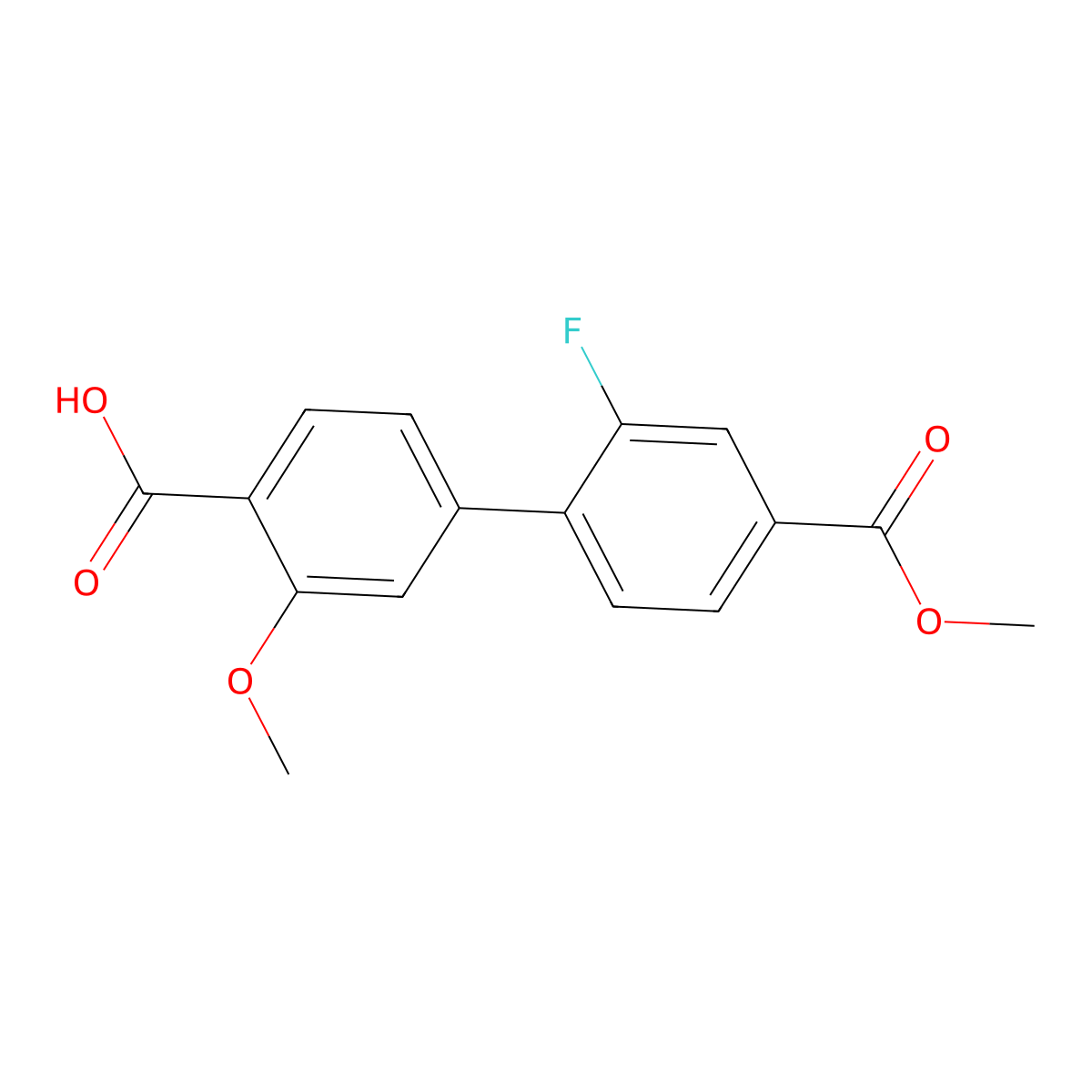 4-(2-Fluoro-4-methoxycarbonylphenyl)-2-methoxybenzoic acid molecular structure, CAS 1261931-12-7