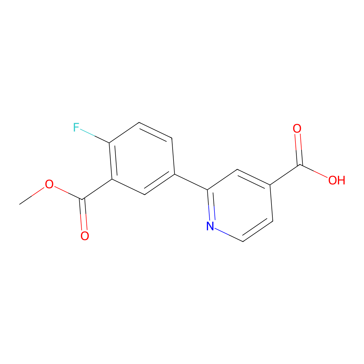 2-(4-Fluoro-3-methoxycarbonylphenyl)isonicotinic acid molecular structure, CAS 1261931-15-0