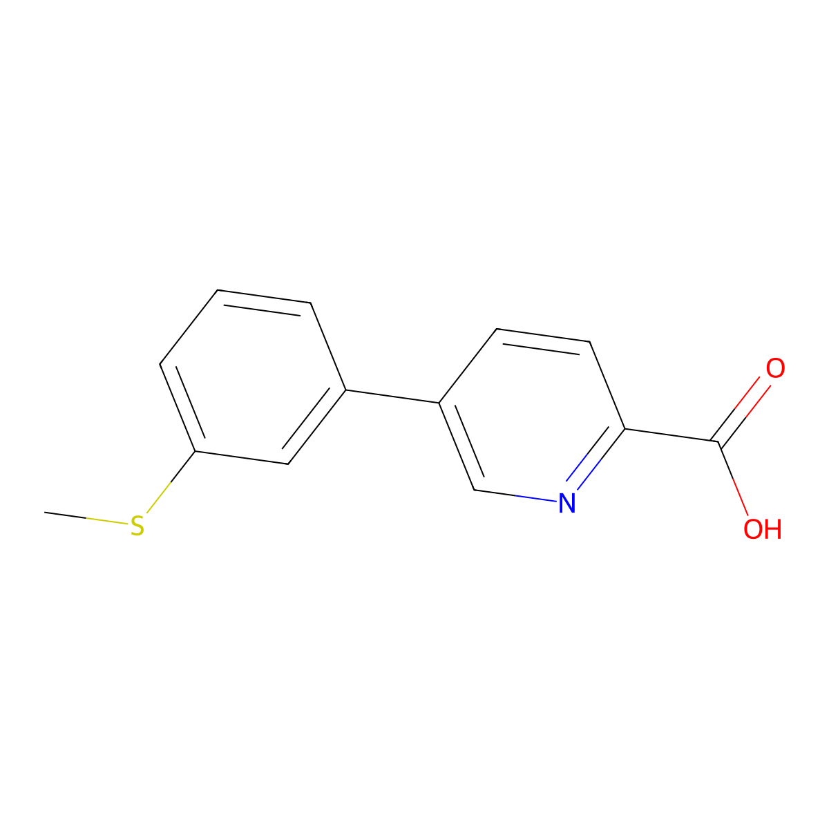 5-(3-Methylthiophenyl)picolinic acid molecular structure, CAS 1261931-31-0
