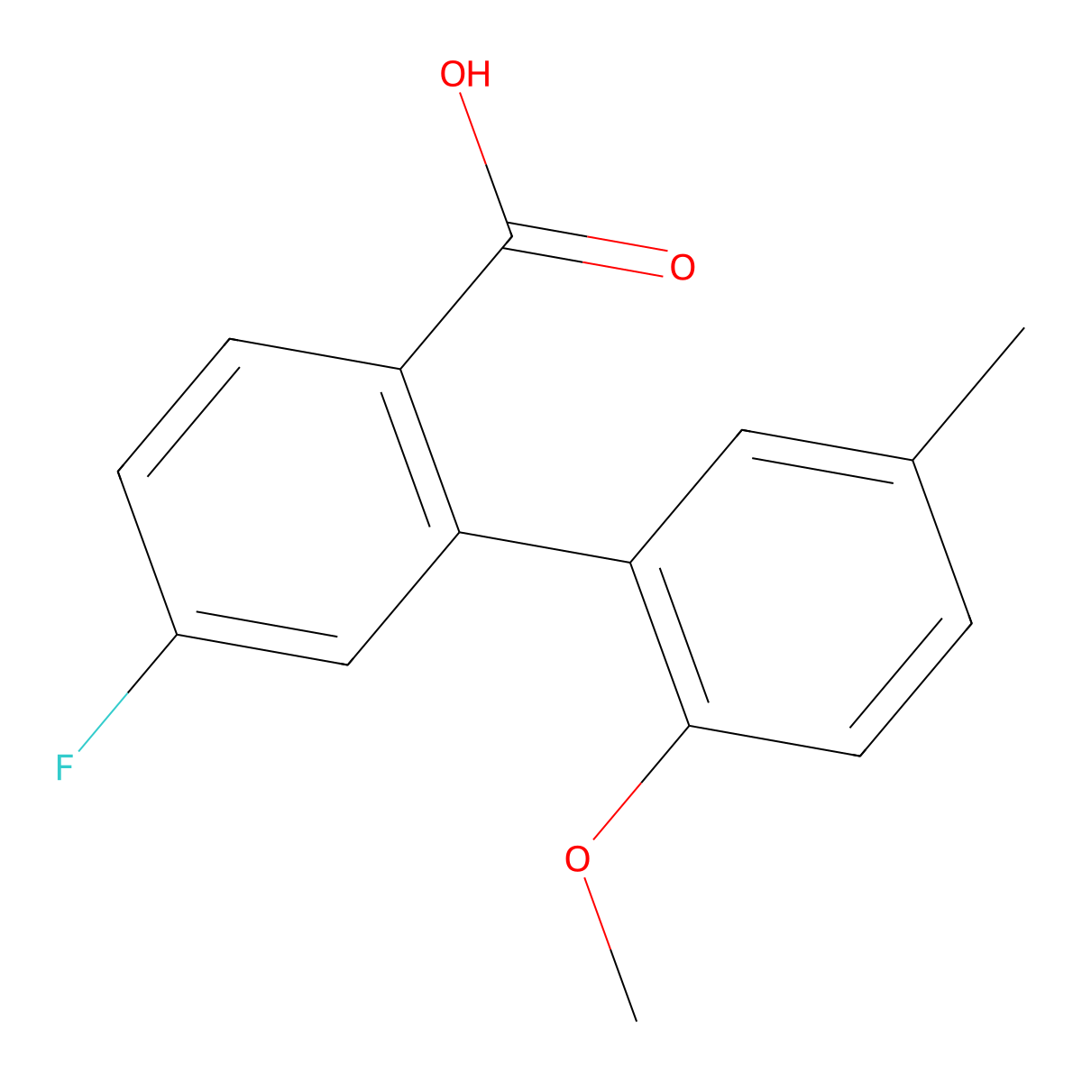 4-Fluoro-2-(2-methoxy-5-methylphenyl)benzoic acid molecular structure, CAS 1261931-32-1