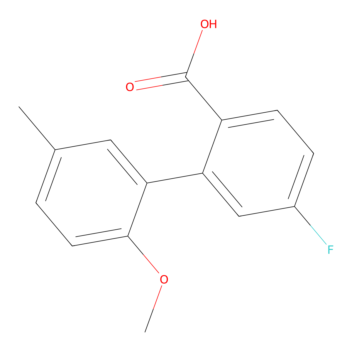 4-Fluoro-2-(2-methoxy-5-methylphenyl)benzoic acid molecular structure, CAS 1261931-32-1