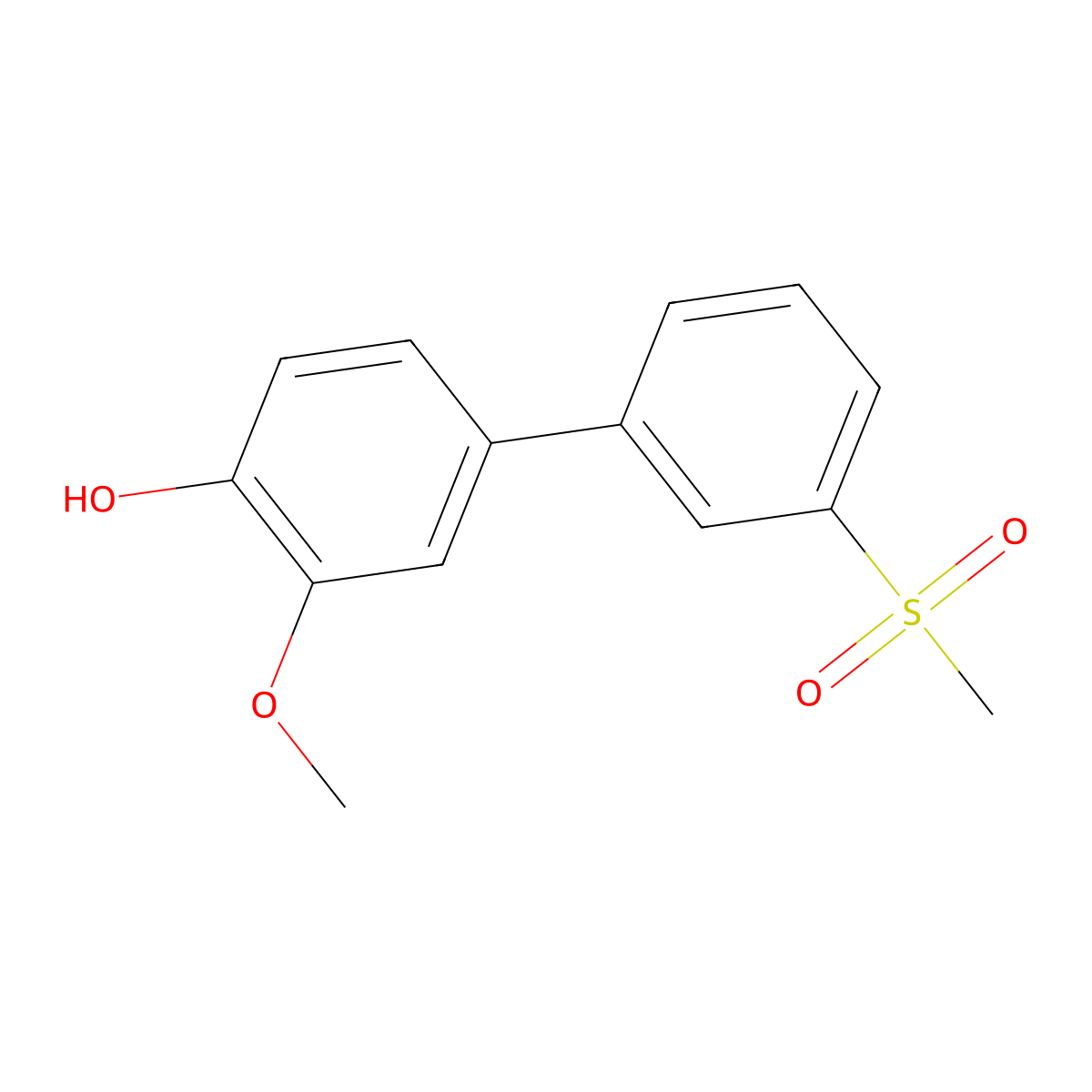 2-Methoxy-4-(3-methylsulfonylphenyl)phenol molecular structure, CAS 1261931-40-1