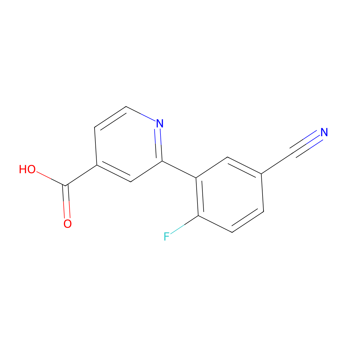 2-(5-Cyano-2-fluorophenyl)isonicotinic acid molecular structure, CAS 1261931-54-7