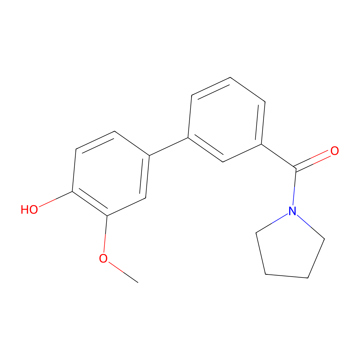 2-Methoxy-4-(3-pyrrolidinylcarbonylphenyl)phenol molecular structure, CAS 1261931-57-0