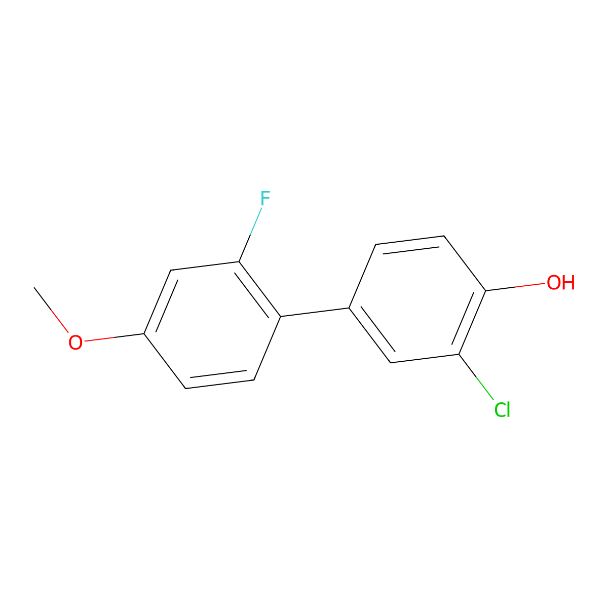 2-Chloro-4-(2-fluoro-4-methoxyphenyl)phenol molecular structure, CAS 1261931-63-8