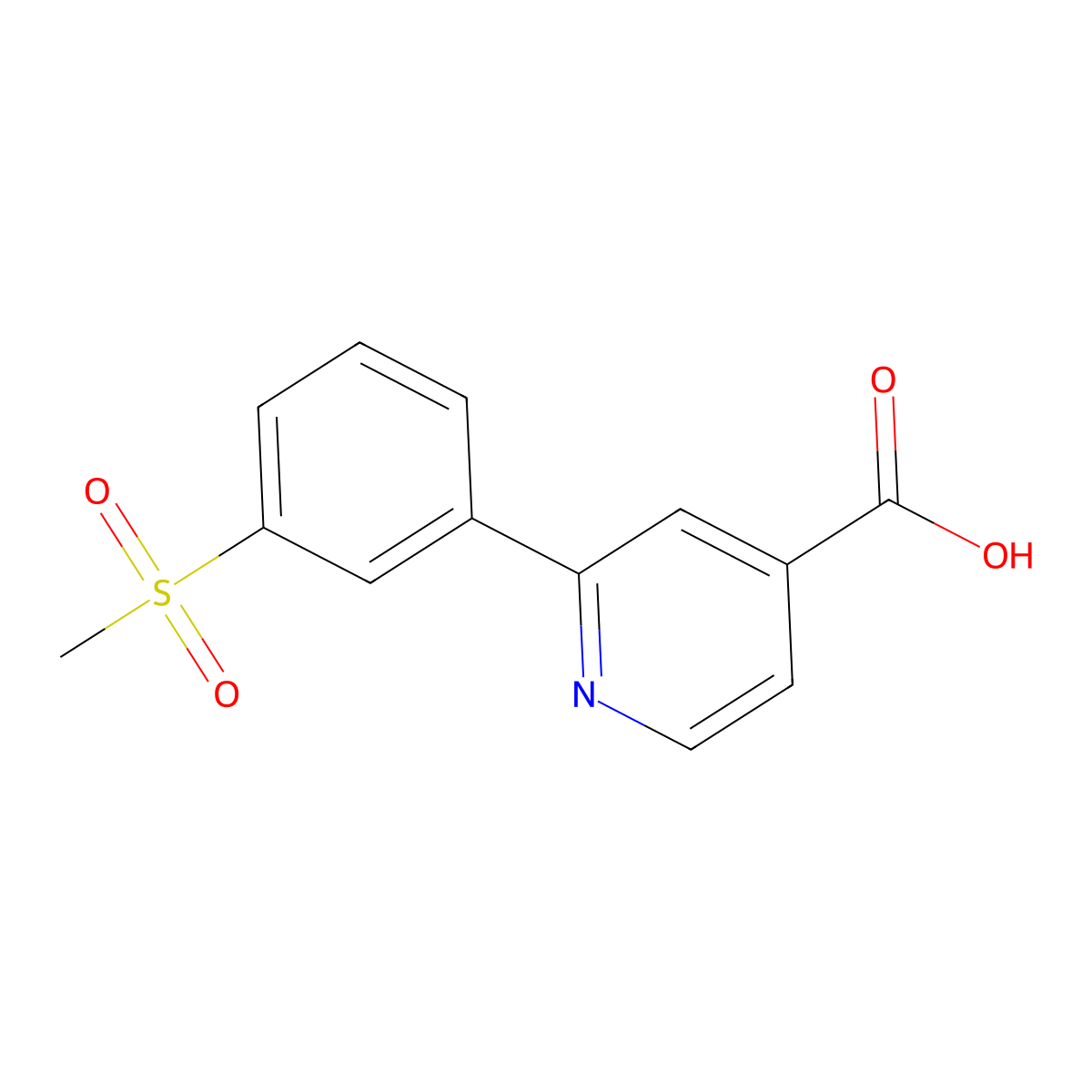 2-(3-Methylsulfonylphenyl)isonicotinic acid molecular structure, CAS 1261931-66-1