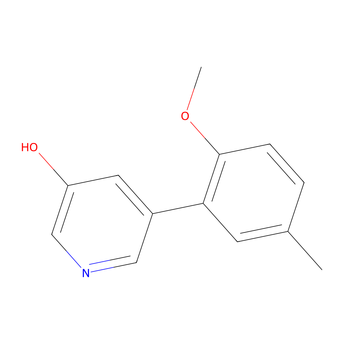 5-(2-Methoxy-5-methylphenyl)pyridin-3-ol molecular structure, CAS 1261931-71-8