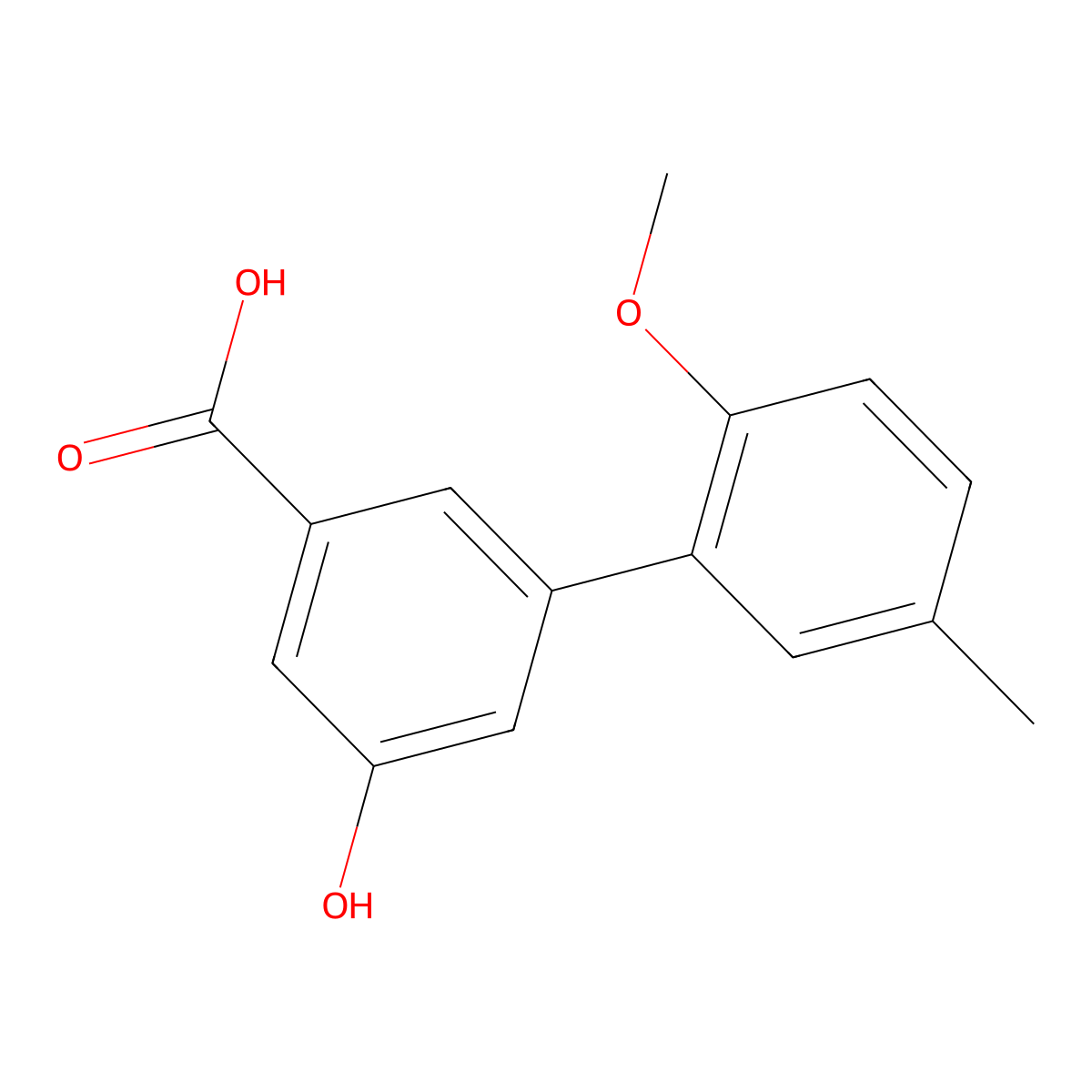 5-Hydroxy-3-(2-methoxy-5-methylphenyl)benzoic acid molecular structure, CAS 1261931-72-9