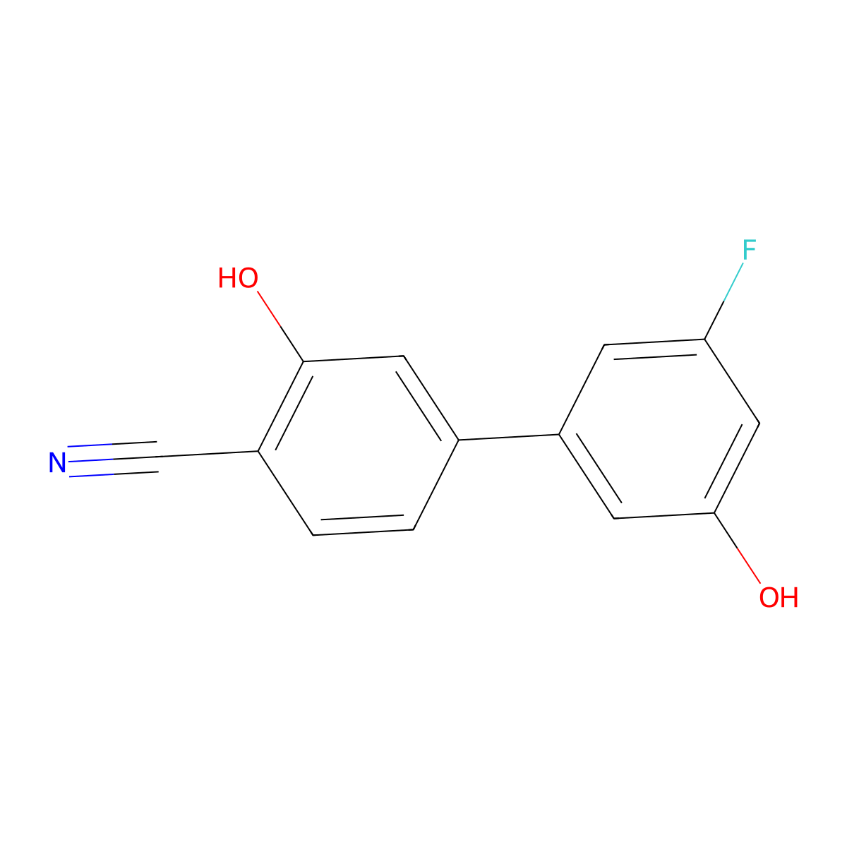 2-Cyano-5-(3-fluoro-5-hydroxyphenyl)phenol molecular structure, CAS 1261931-77-4