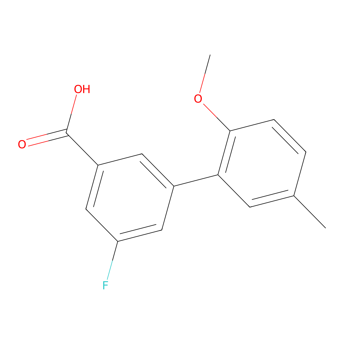 5-Fluoro-3-(2-methoxy-5-methylphenyl)benzoic acid molecular structure, CAS 1261931-78-5