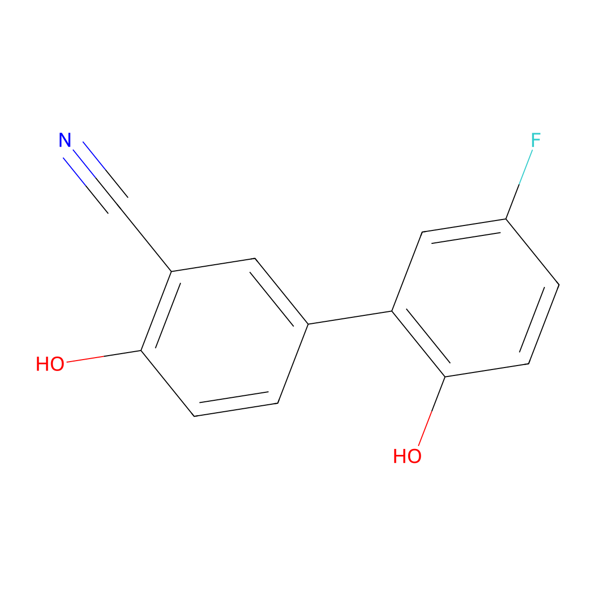 2-Cyano-4-(5-fluoro-2-hydroxyphenyl)phenol molecular structure, CAS 1261931-85-4