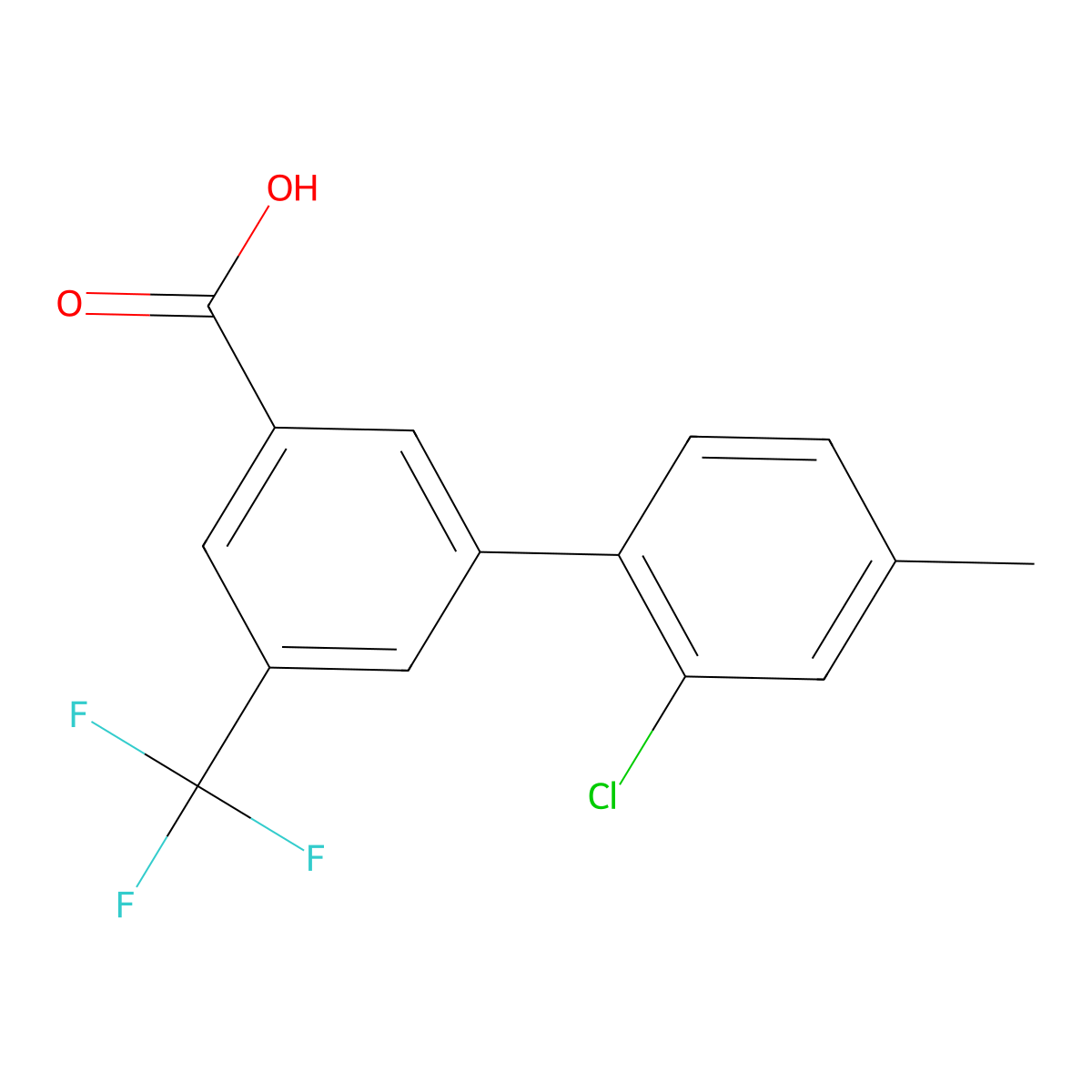 3-(2-Chloro-4-methylphenyl)-5-trifluoromethylbenzoic acid molecular structure, CAS 1261932-20-0