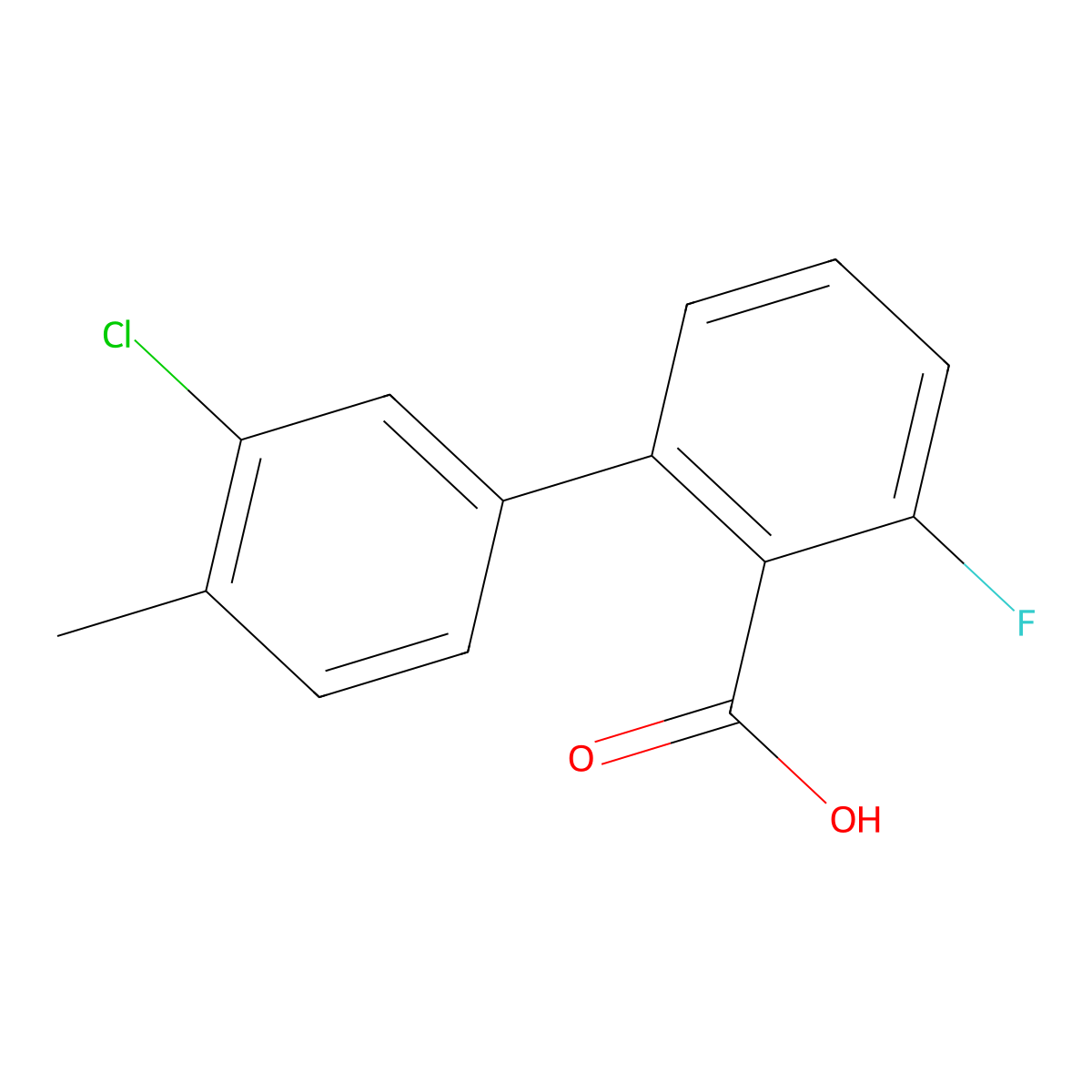 2-(3-Chloro-4-methylphenyl)-6-fluorobenzoic acid molecular structure, CAS 1261932-26-6