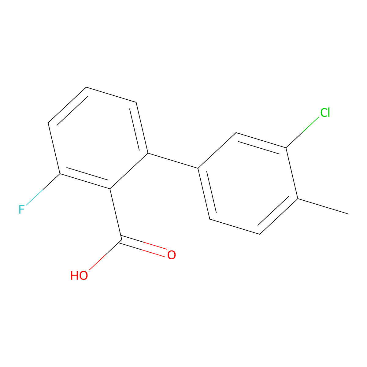 2-(3-Chloro-4-methylphenyl)-6-fluorobenzoic acid molecular structure, CAS 1261932-26-6