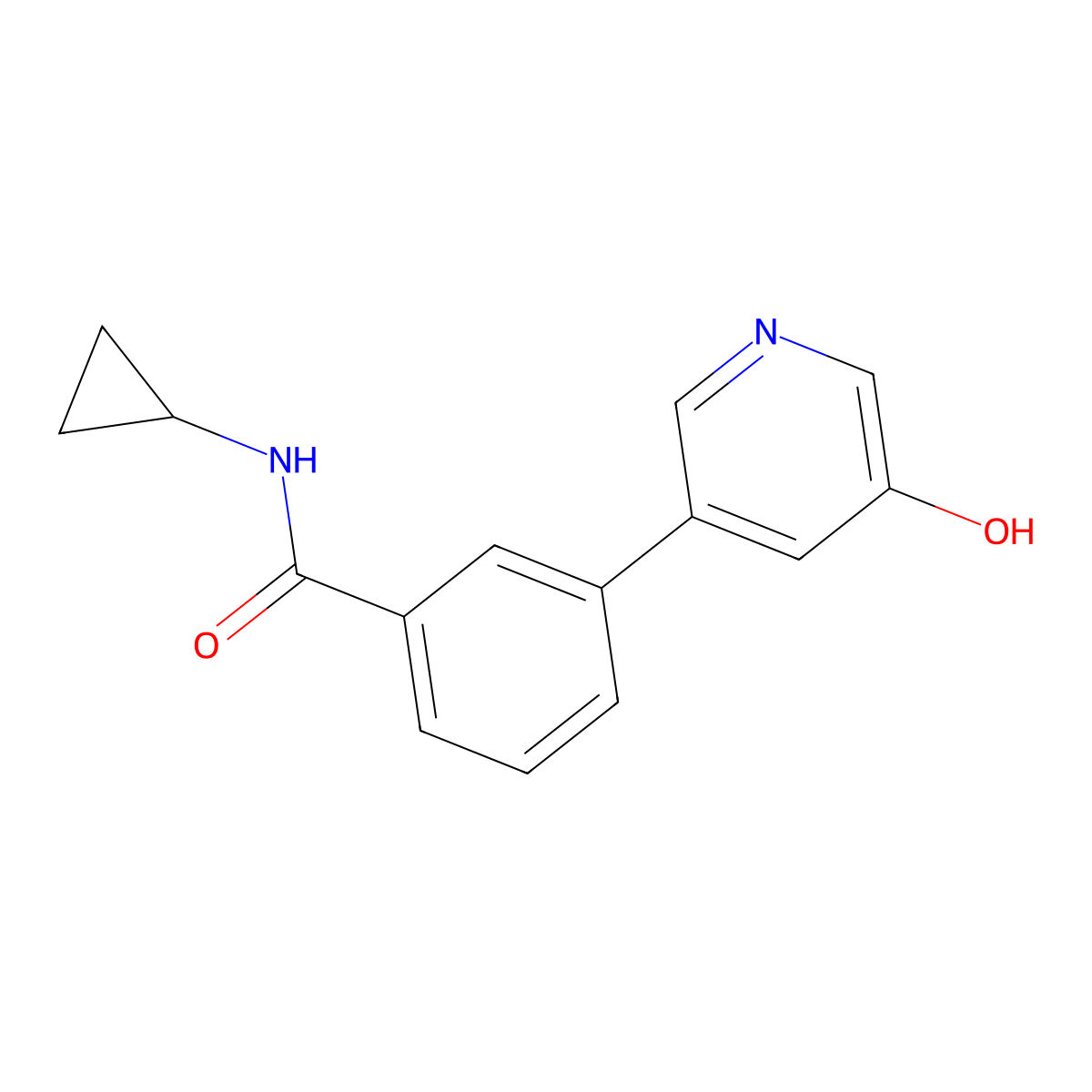 N-cyclopropyl-3-(5-hydroxypyridin-3-yl)benzamide molecular structure, CAS 1261932-27-7