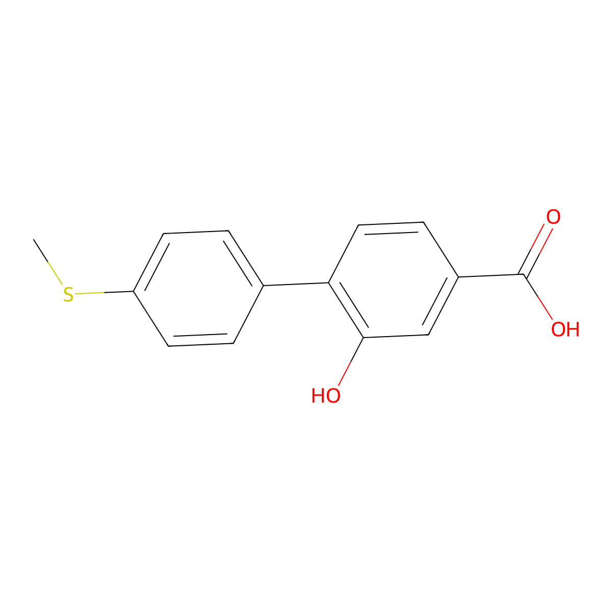 3-Hydroxy-4-(4-methylthiophenyl)benzoic acid molecular structure, CAS 1261932-39-1