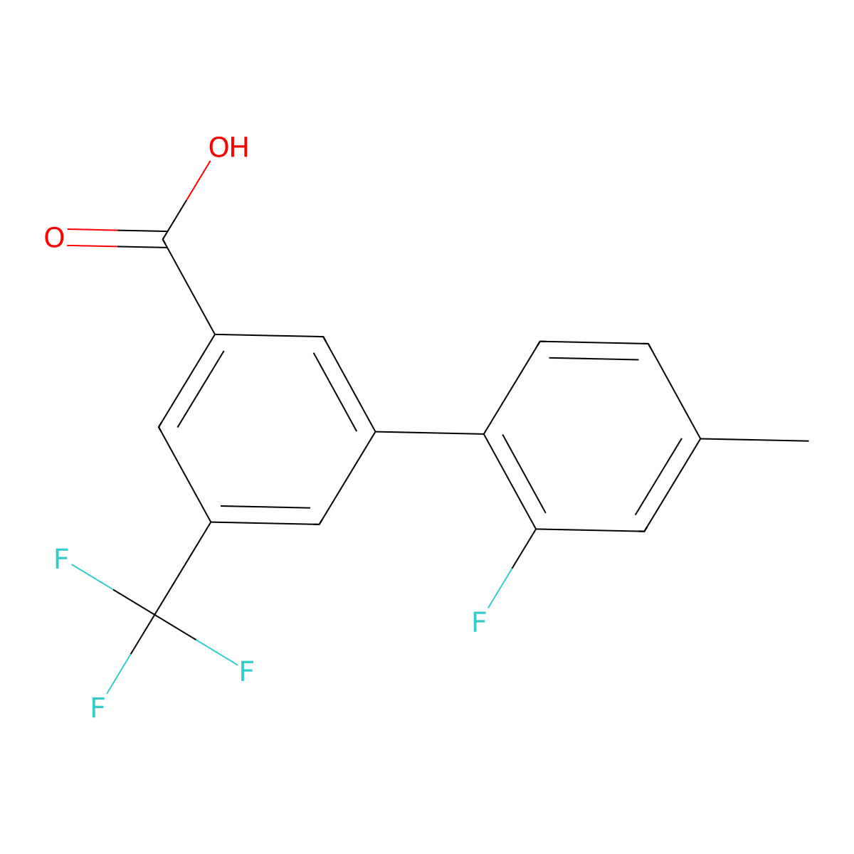 3-(2-Fluoro-4-methylphenyl)-5-trifluoromethylbenzoic acid molecular structure, CAS 1261932-44-8