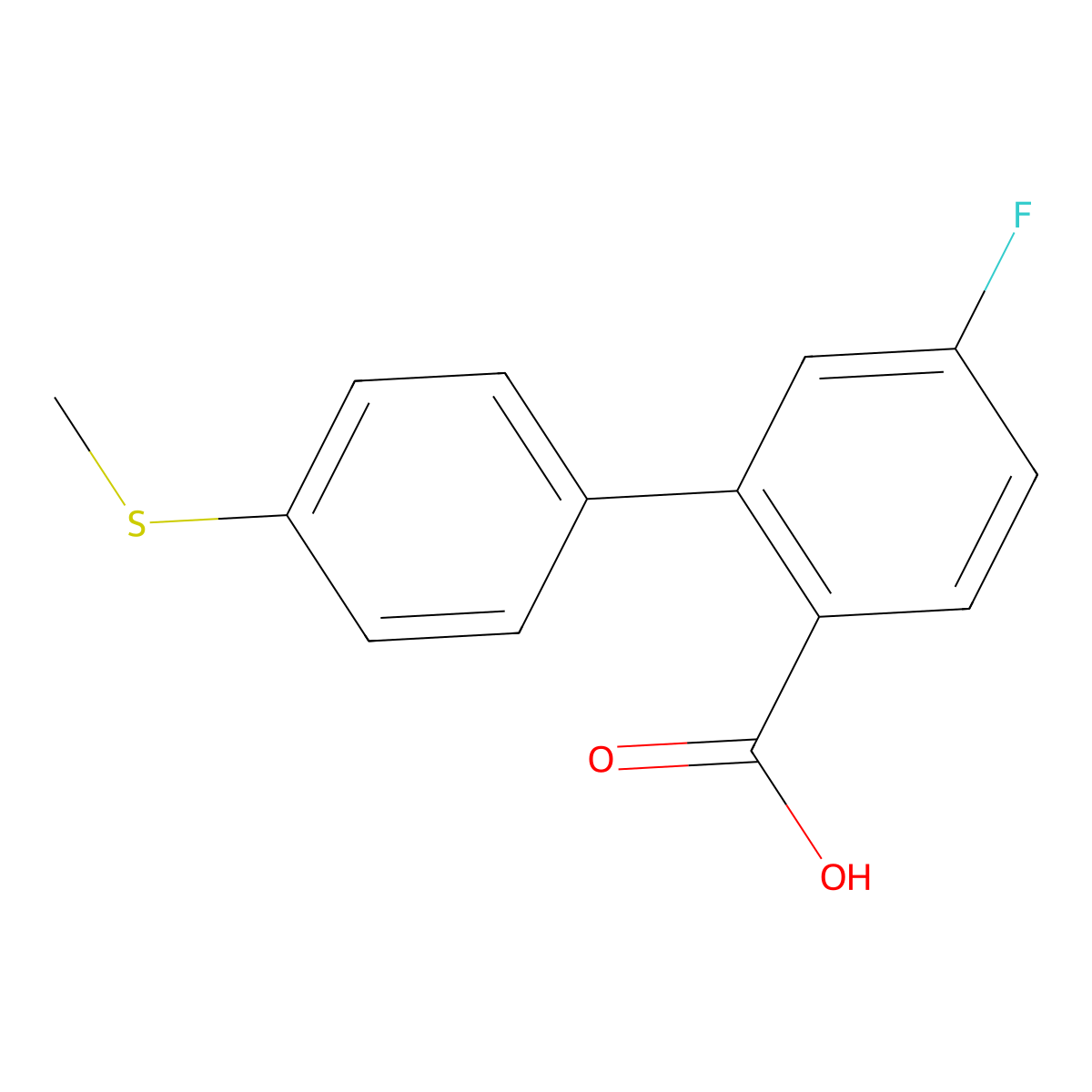 4-Fluoro-2-(4-methylthiophenyl)benzoic acid molecular structure, CAS 1261932-45-9
