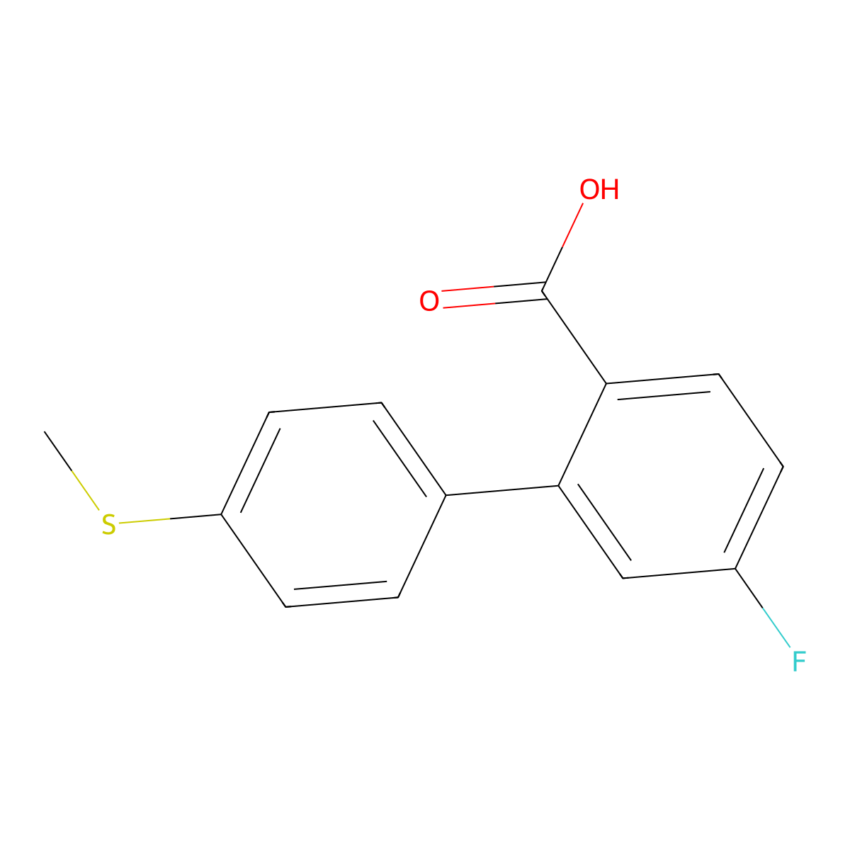 4-Fluoro-2-(4-methylthiophenyl)benzoic acid molecular structure, CAS 1261932-45-9