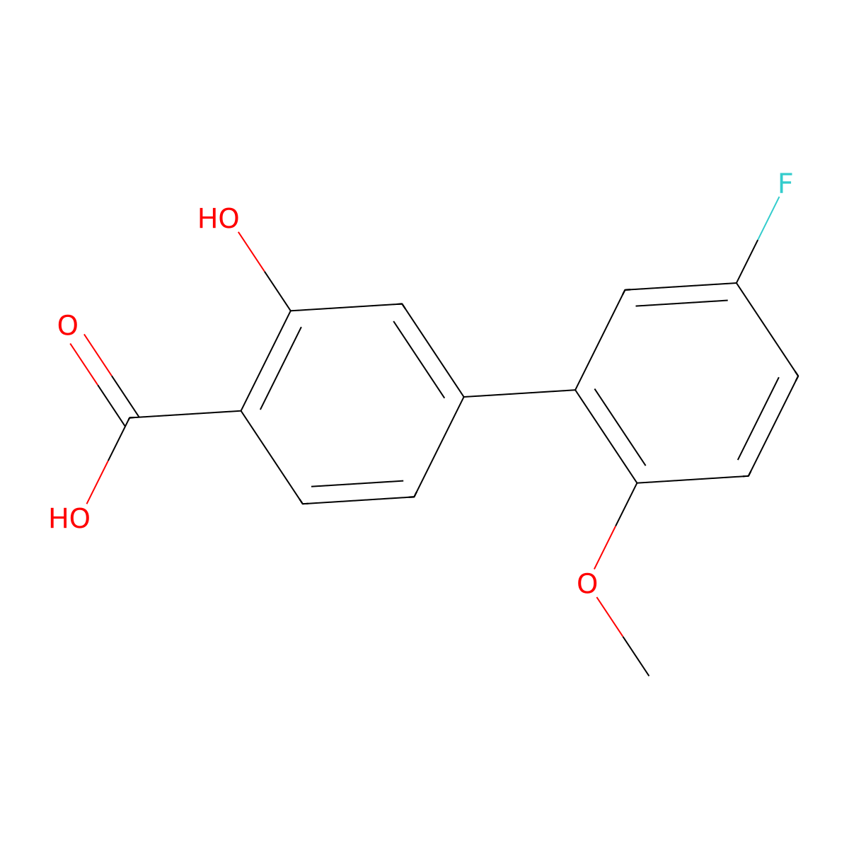4-(5-Fluoro-2-methoxyphenyl)-2-hydroxybenzoic acid molecular structure, CAS 1261932-77-7