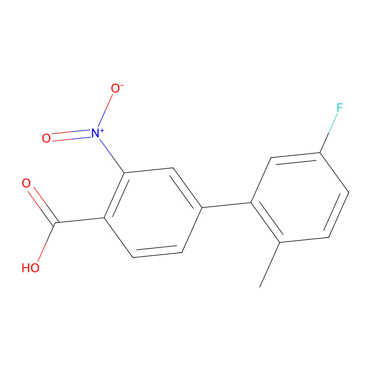 4-(5-Fluoro-2-methylphenyl)-2-nitrobenzoic acid molecular structure, CAS 1261932-81-3
