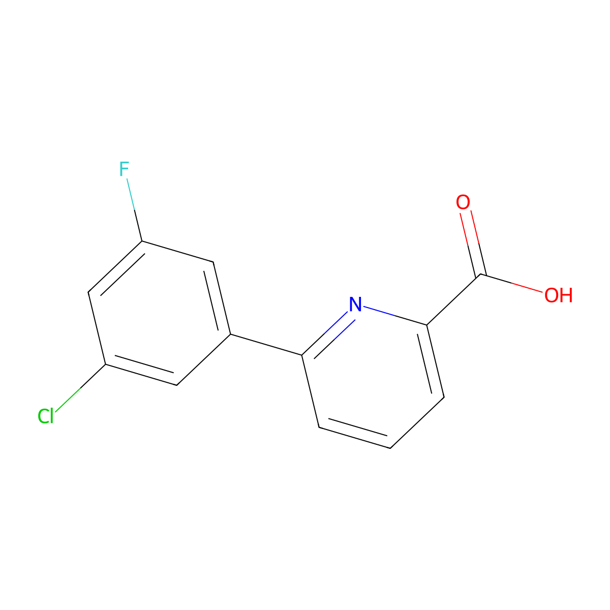 6-(3-Chloro-5-fluorophenyl)picolinic acid molecular structure, CAS 1261932-98-2
