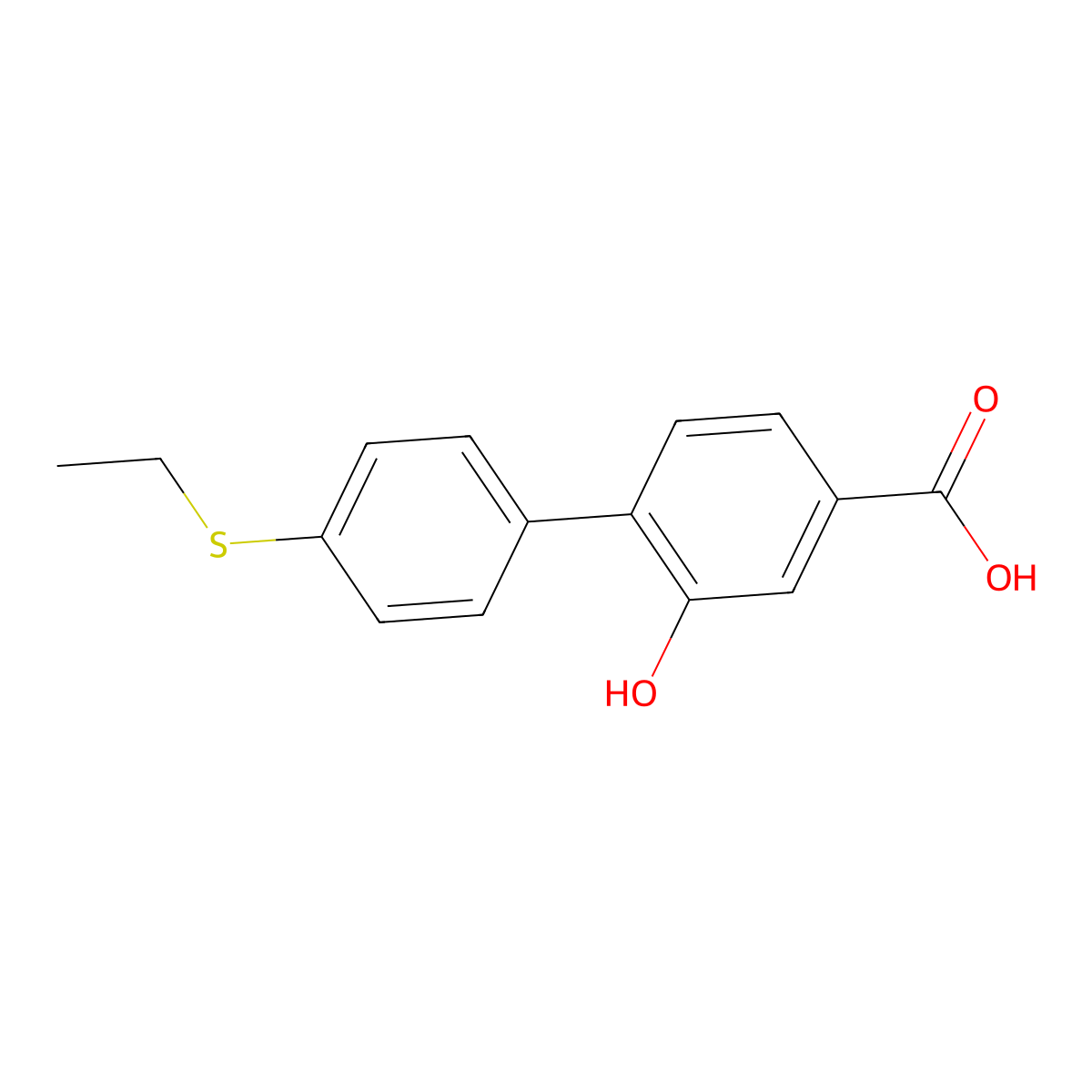 4-(4-Ethylthiophenyl)-3-hydroxybenzoic acid molecular structure, CAS 1261933-01-0