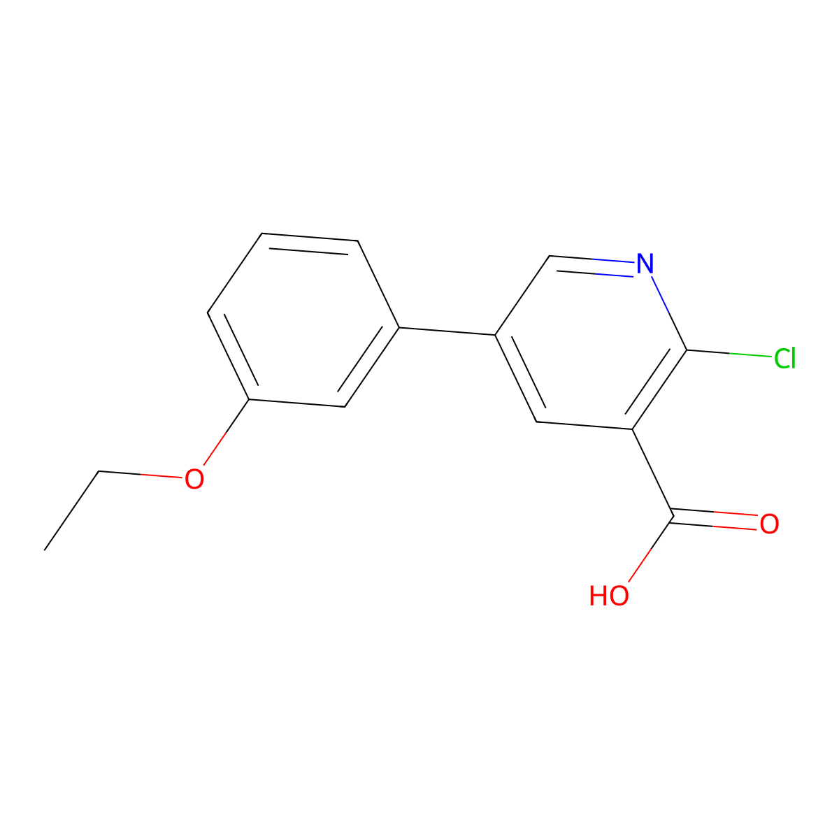 2-Chloro-5-(3-ethoxyphenyl)pyridine-3-carboxylic acid molecular structure, CAS 1261933-31-6
