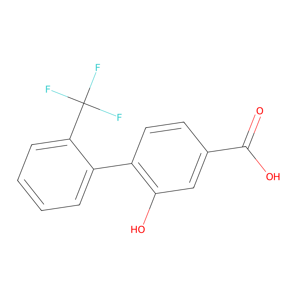 3-Hydroxy-4-(2-trifluoromethylphenyl)benzoic acid molecular structure, CAS 1261933-36-1