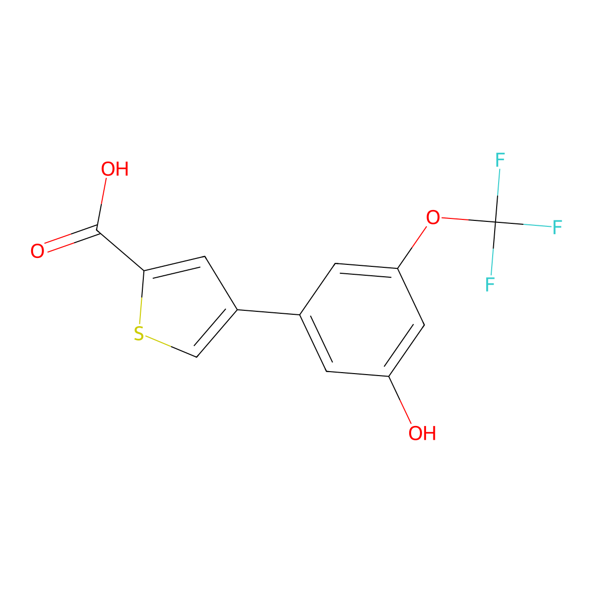 5-(2-Carboxythiophene-4-YL)-3-trifluoromethoxyphenol molecular structure, CAS 1261933-58-7