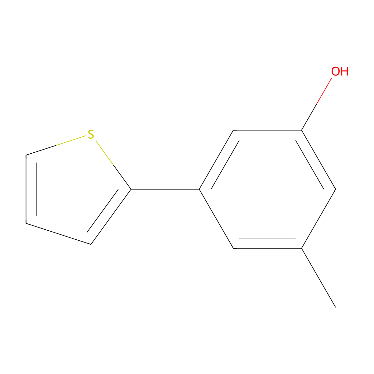 3-Methyl-5-(thiophen-2-yl)phenol molecular structure, CAS 1261933-59-8