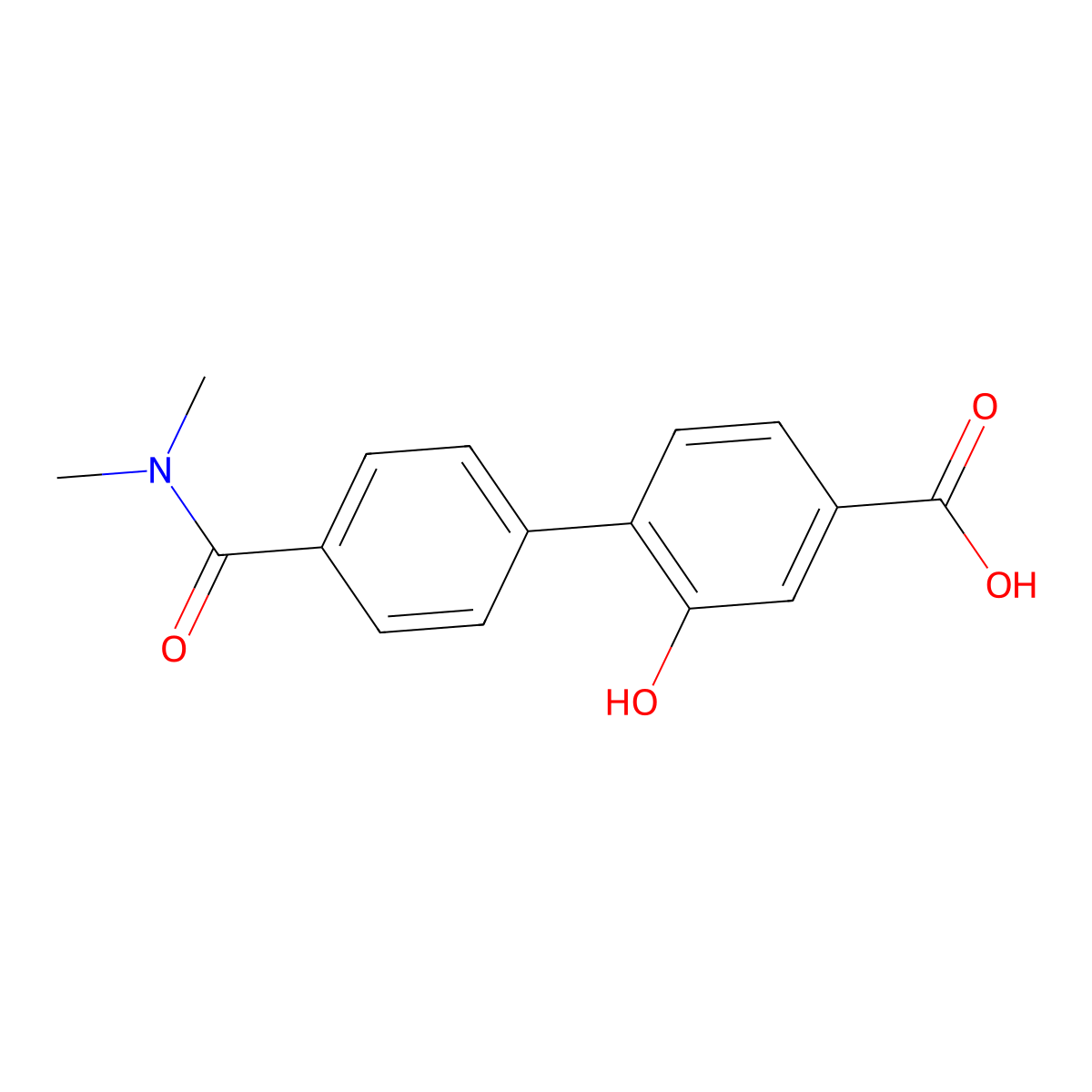 4-[4-(N,N-Dimethylaminocarbonyl)phenyl]-3-hydroxybenzoic acid molecular structure, CAS 1261933-65-6