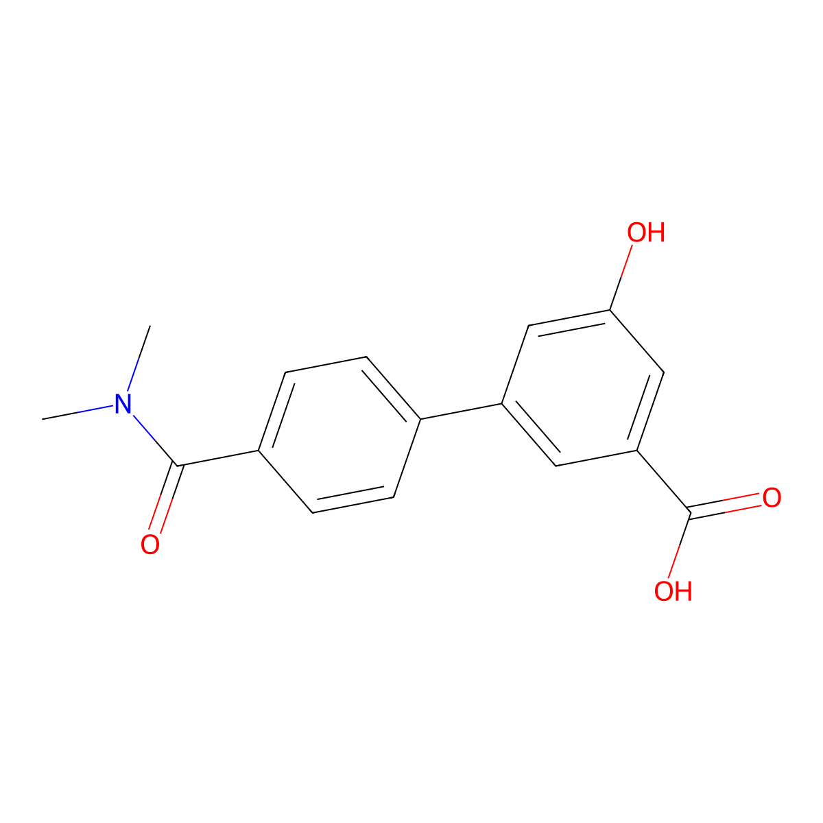 3-[4-(N,N-Dimethylaminocarbonyl)phenyl]-5-hydroxybenzoic acid molecular structure, CAS 1261933-68-9
