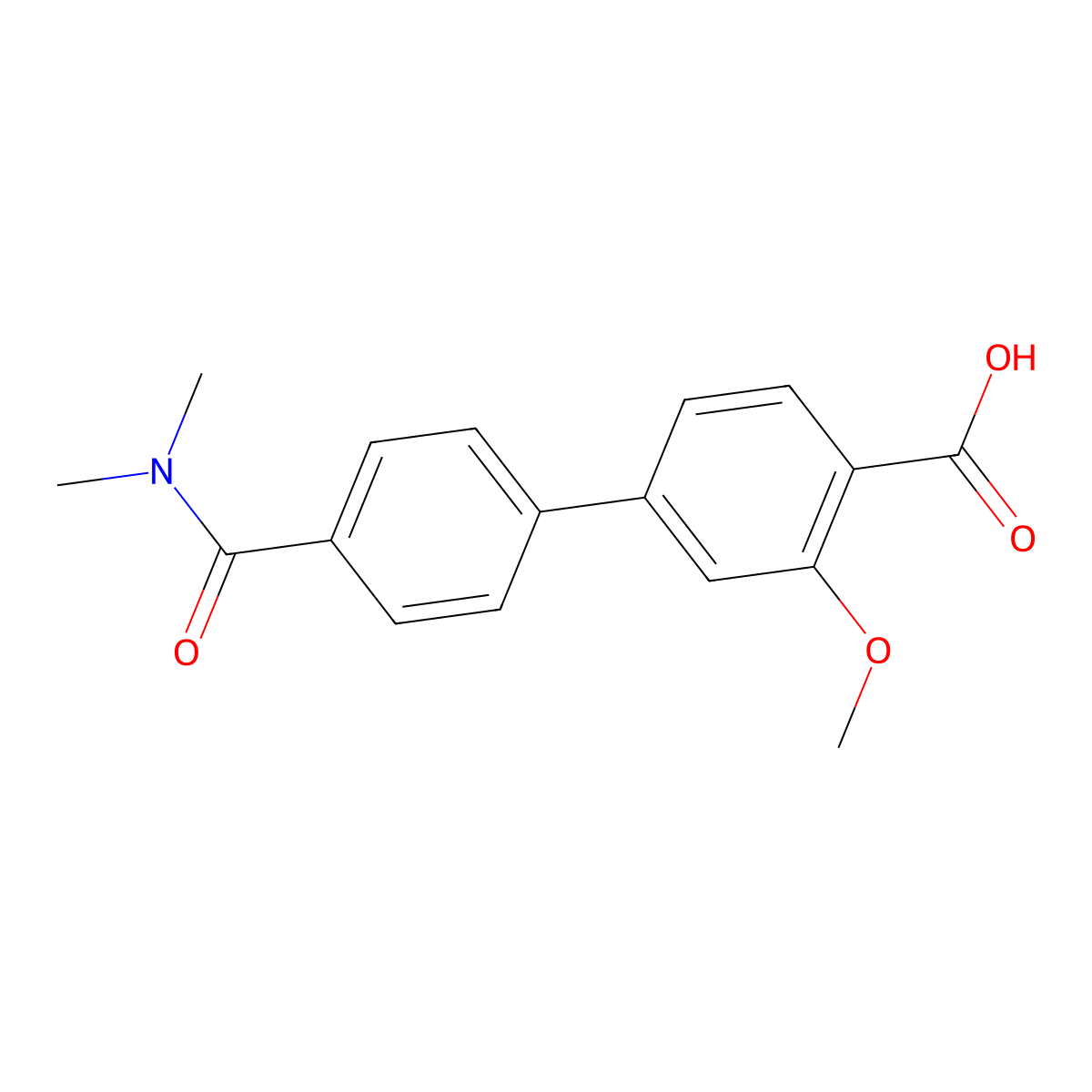 4-[4-(N,N-Dimethylaminocarbonyl)phenyl]-2-methoxybenzoic acid molecular structure, CAS 1261933-81-6