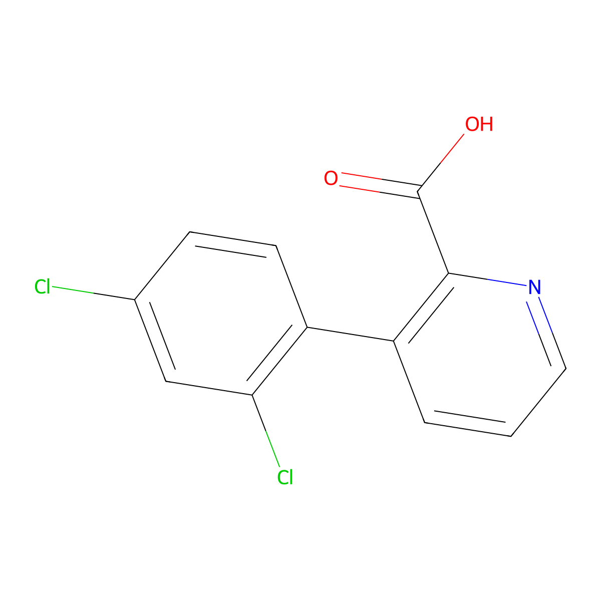 3-(2,4-Dichlorophenyl)picolinic acid molecular structure, CAS 1261933-99-6