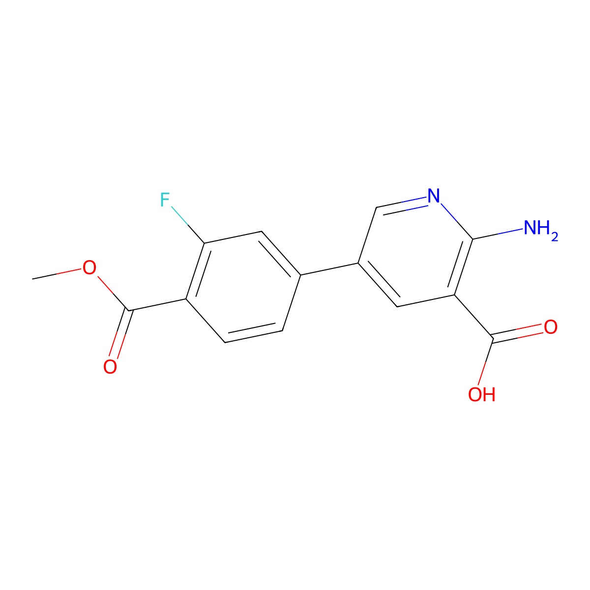2-Amino-5-(3-fluoro-4-methoxycarbonylphenyl)nicotinic acid molecular structure, CAS 1261934-36-4