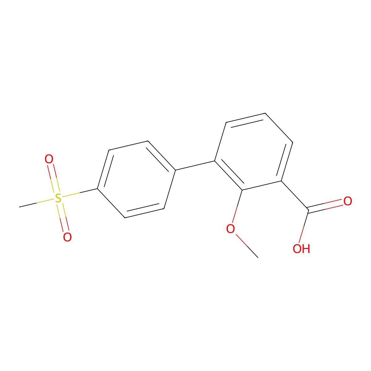 2-Methoxy-3-(4-methylsulfonylphenyl)benzoic acid molecular structure, CAS 1261934-37-5
