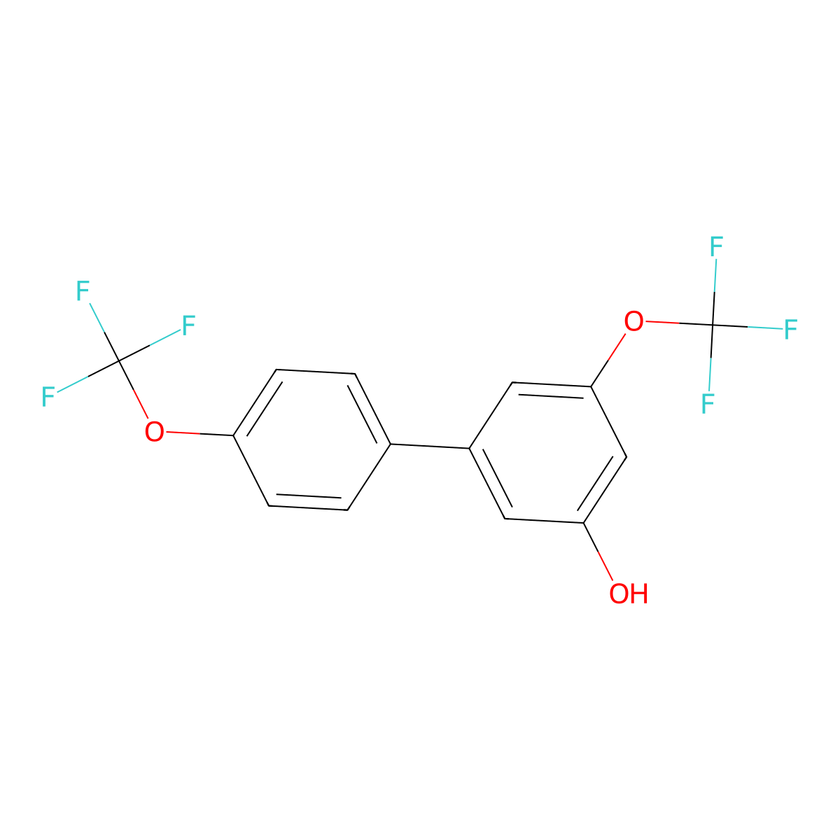 5-(4-Trifluoromethoxyphenyl)-3-trifluoromethoxyphenol molecular structure, CAS 1261934-51-3