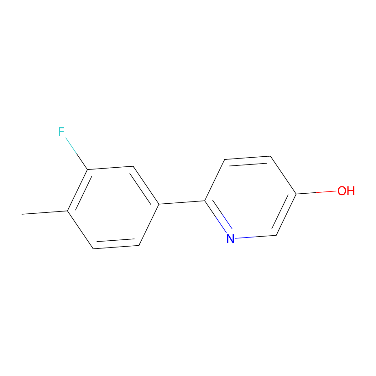 6-(3-Fluoro-4-methylphenyl)pyridin-3-ol molecular structure, CAS 1261934-55-7