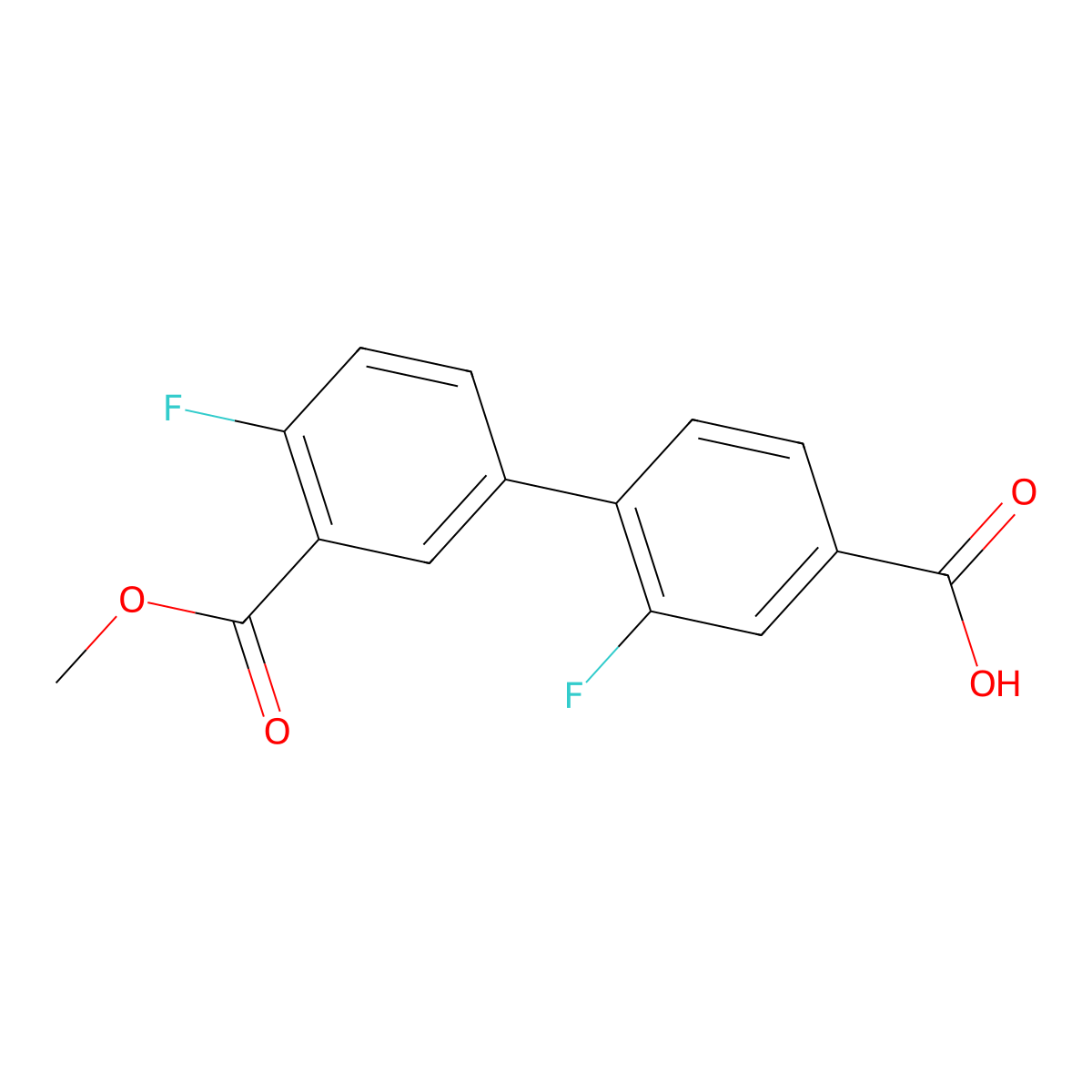 3-Fluoro-4-(4-fluoro-3-methoxycarbonylphenyl)benzoic acid molecular structure, CAS 1261934-60-4