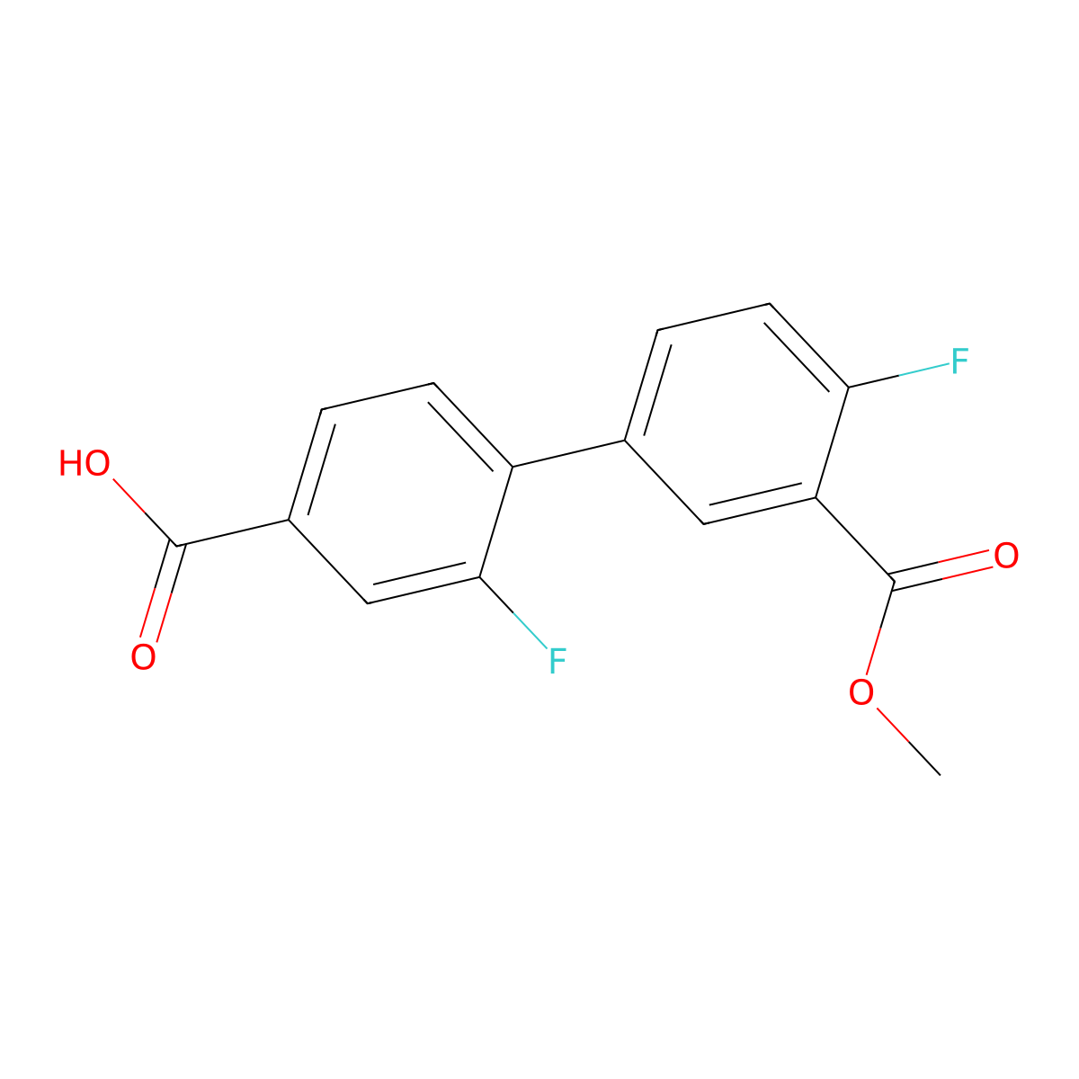 3-Fluoro-4-(4-fluoro-3-methoxycarbonylphenyl)benzoic acid molecular structure, CAS 1261934-60-4