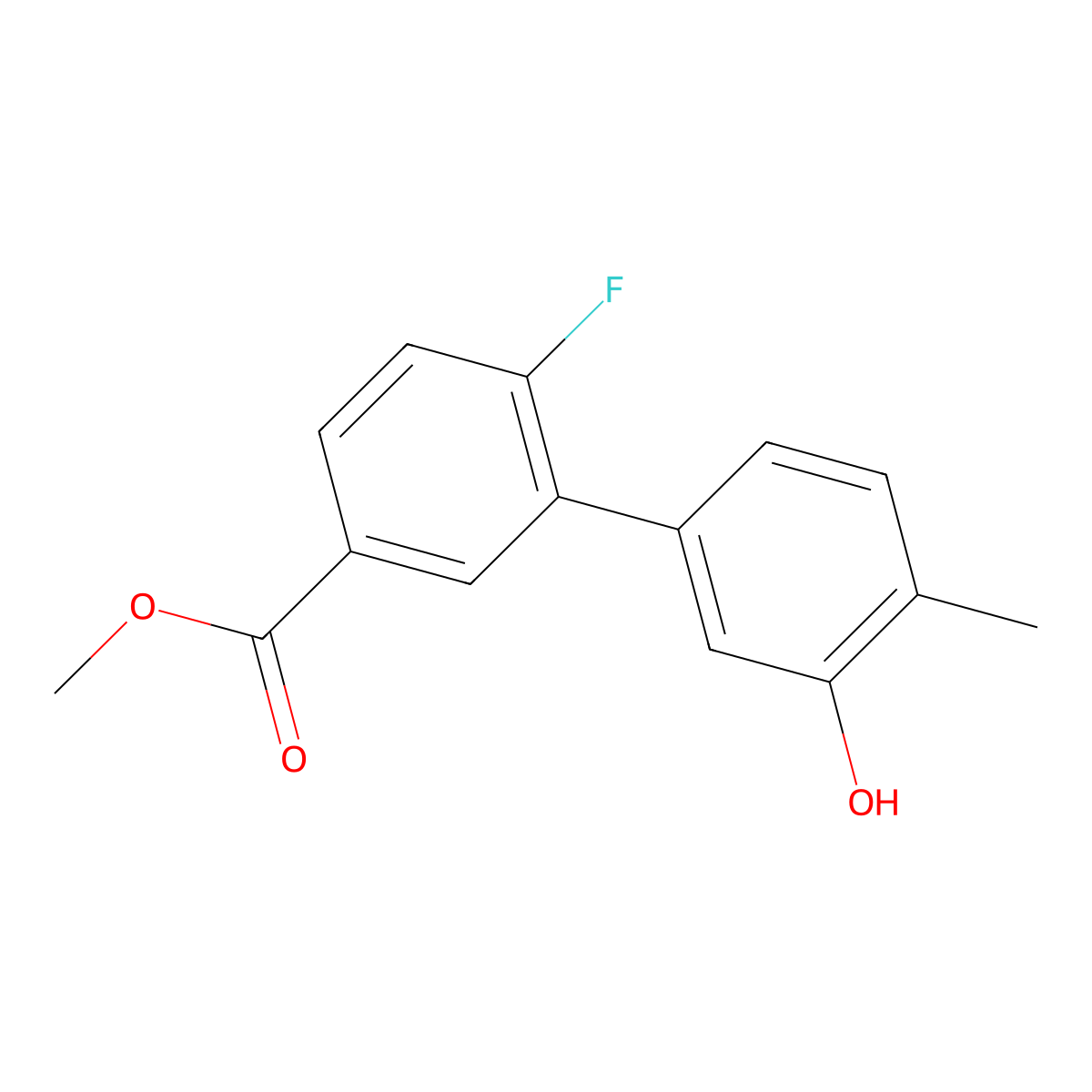 5-(2-Fluoro-5-methoxycarbonylphenyl)-2-methylphenol molecular structure, CAS 1261934-83-1