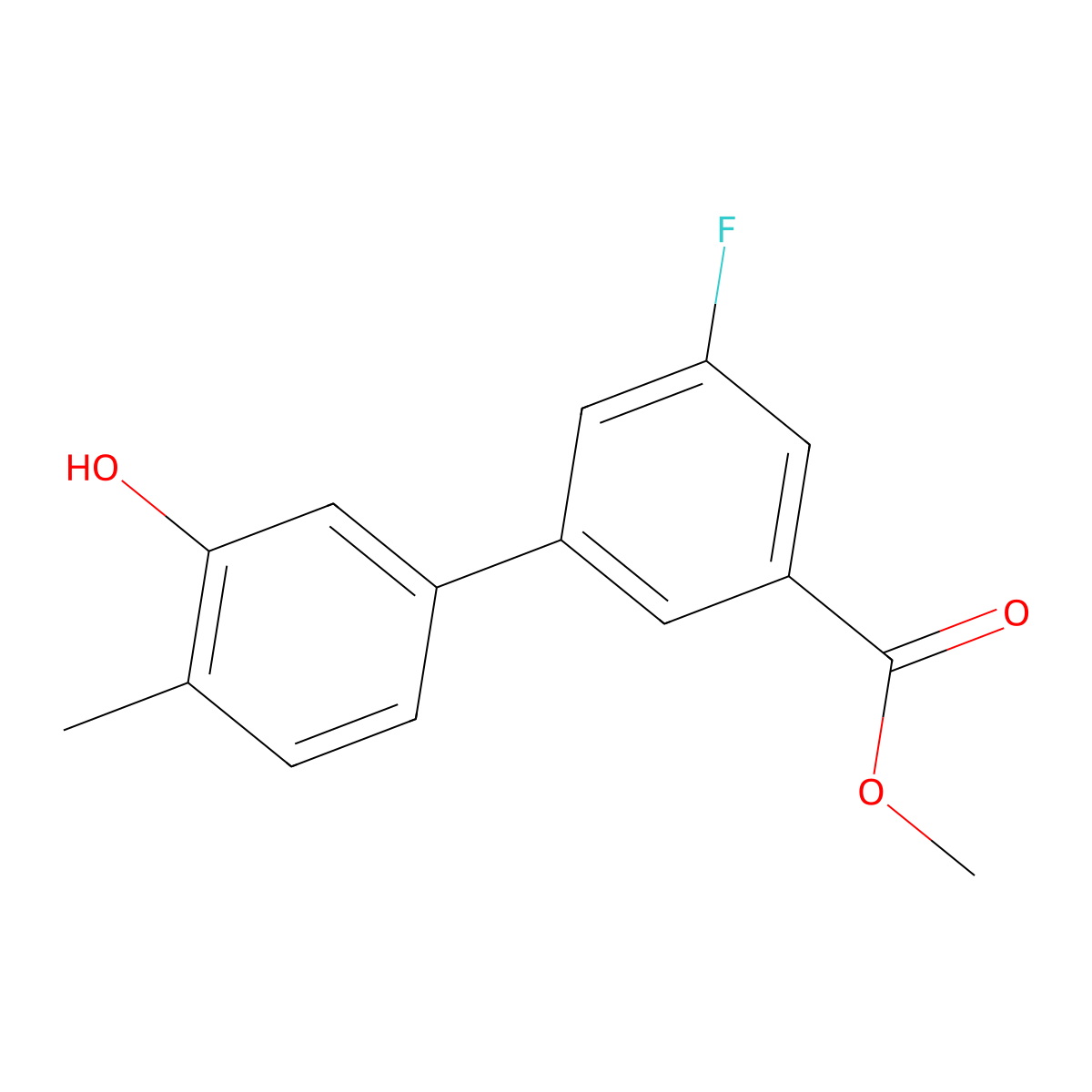 5-(3-Fluoro-5-methoxycarbonylphenyl)-2-methylphenol molecular structure, CAS 1261934-87-5