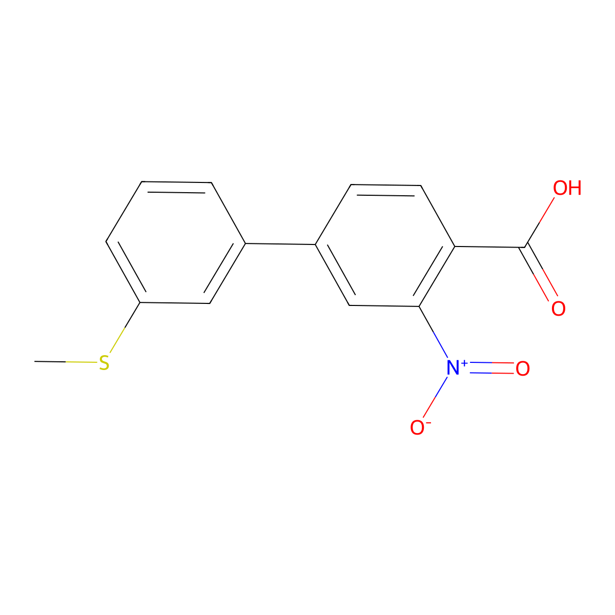 4-(3-Methylthiophenyl)-2-nitrobenzoic acid molecular structure, CAS 1261935-07-2