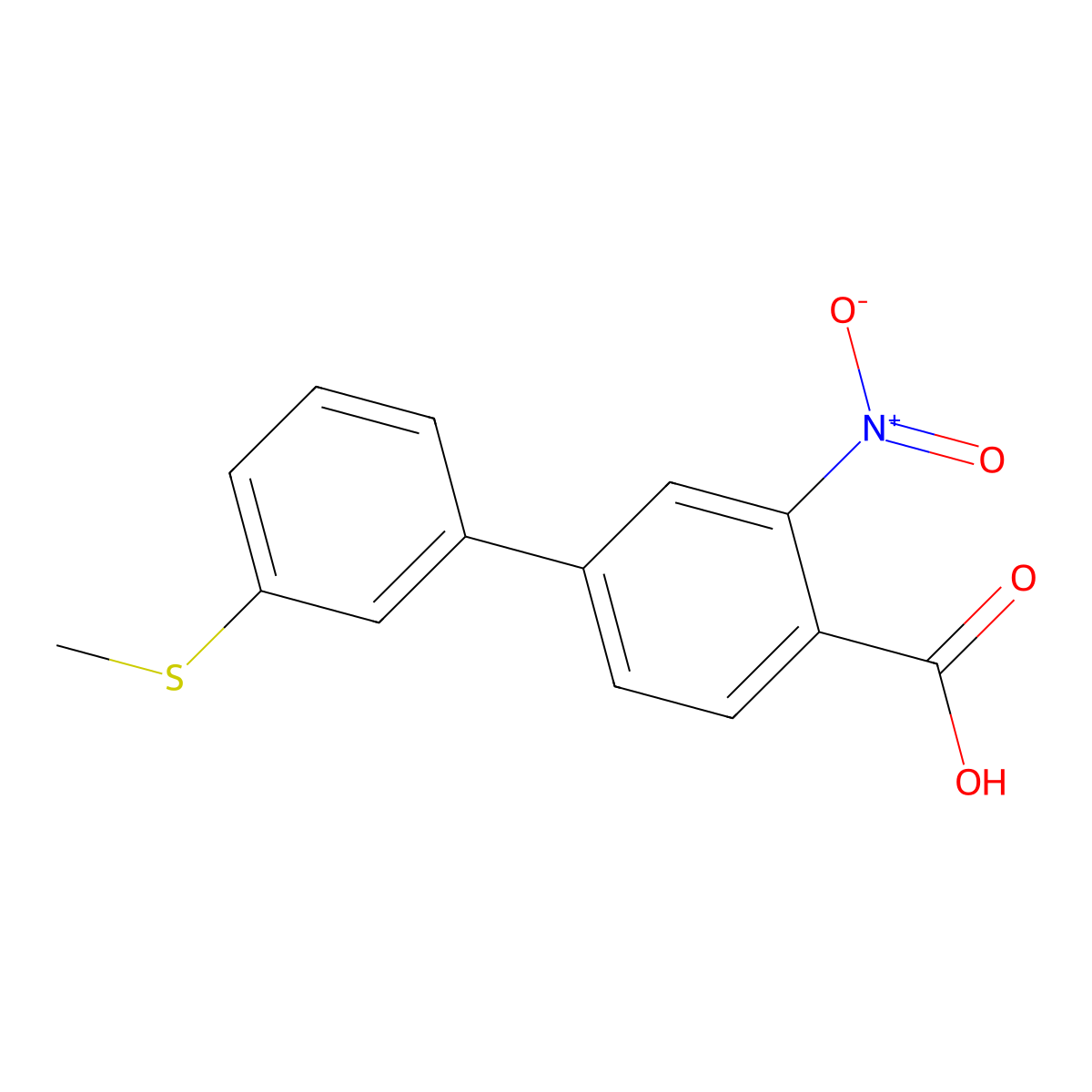 4-(3-Methylthiophenyl)-2-nitrobenzoic acid molecular structure, CAS 1261935-07-2